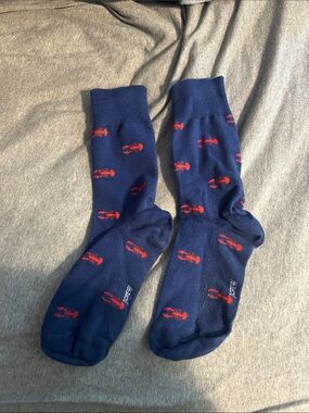 J. Crew Navy Socks with Red Lobster Motif
